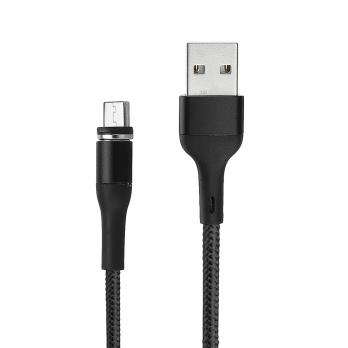 Кабель USB - микро USB Usams 1.0м, круглый, 2.0A, нейлон, магнит, цвет: чёрный