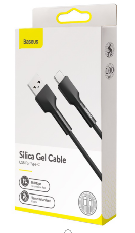 Кабель Baseus Silica Gel cable USB For Type-C 1m ЧЕРНЫЙ (CATGJ-01)