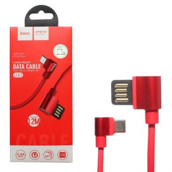 Кабель USB Type-C U37 Г-образный штекер 1.2m HOCO красный