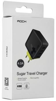 Зарядное устройство Rock Space Sugar Travel Charger 4USB 4A black/green
